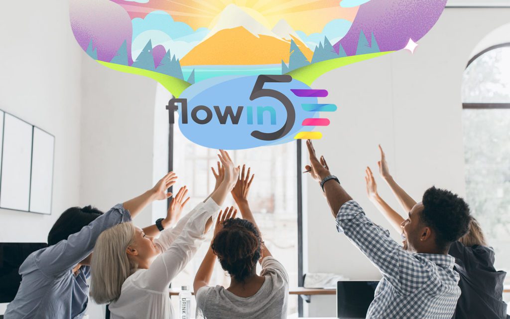 Flowin5 solution collaborateurs les bras levés en signe de joie
